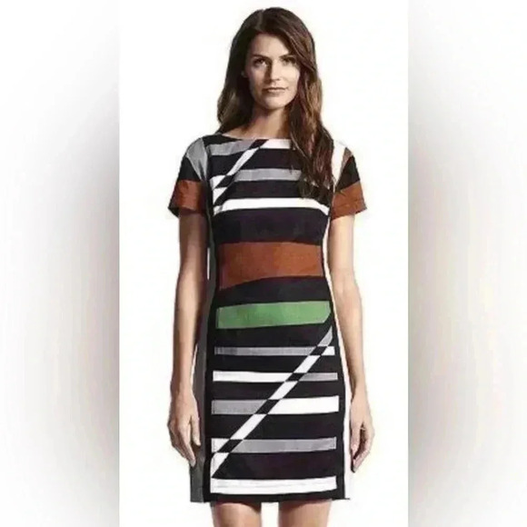Derek Lam for Design Nation Dress Geometric Sheath Short Sleeve Size 12 - Picture 3 of 11